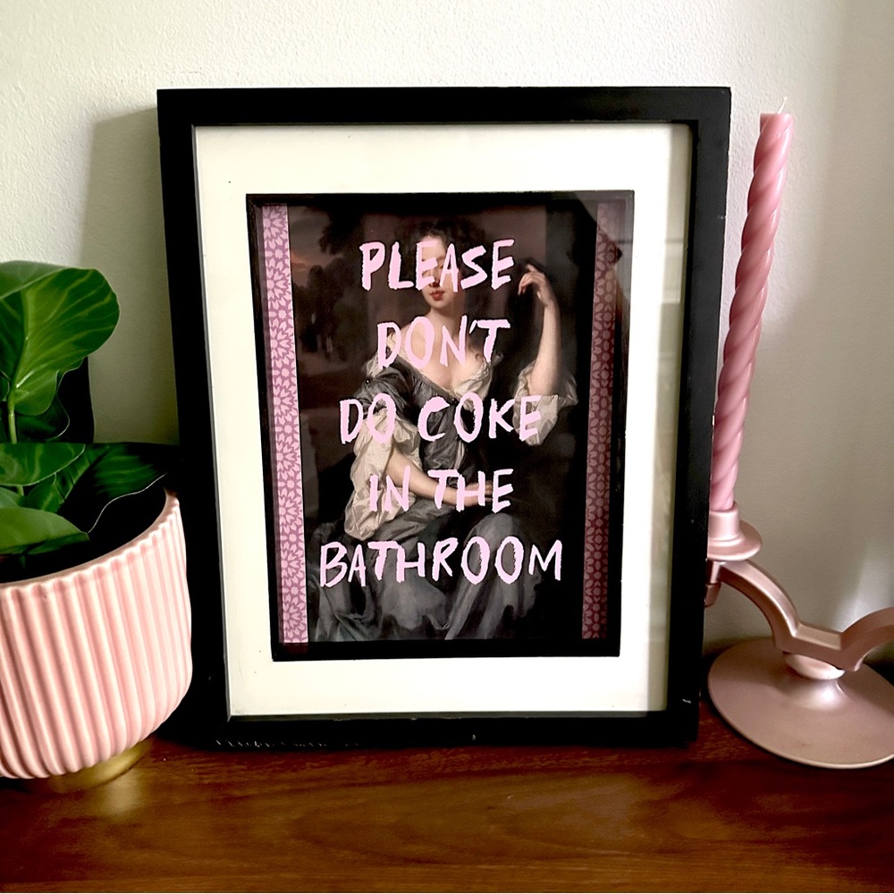 Please Don’t Do Coke in the Bathroom Renaissance Painting Canvas Print Frame Art